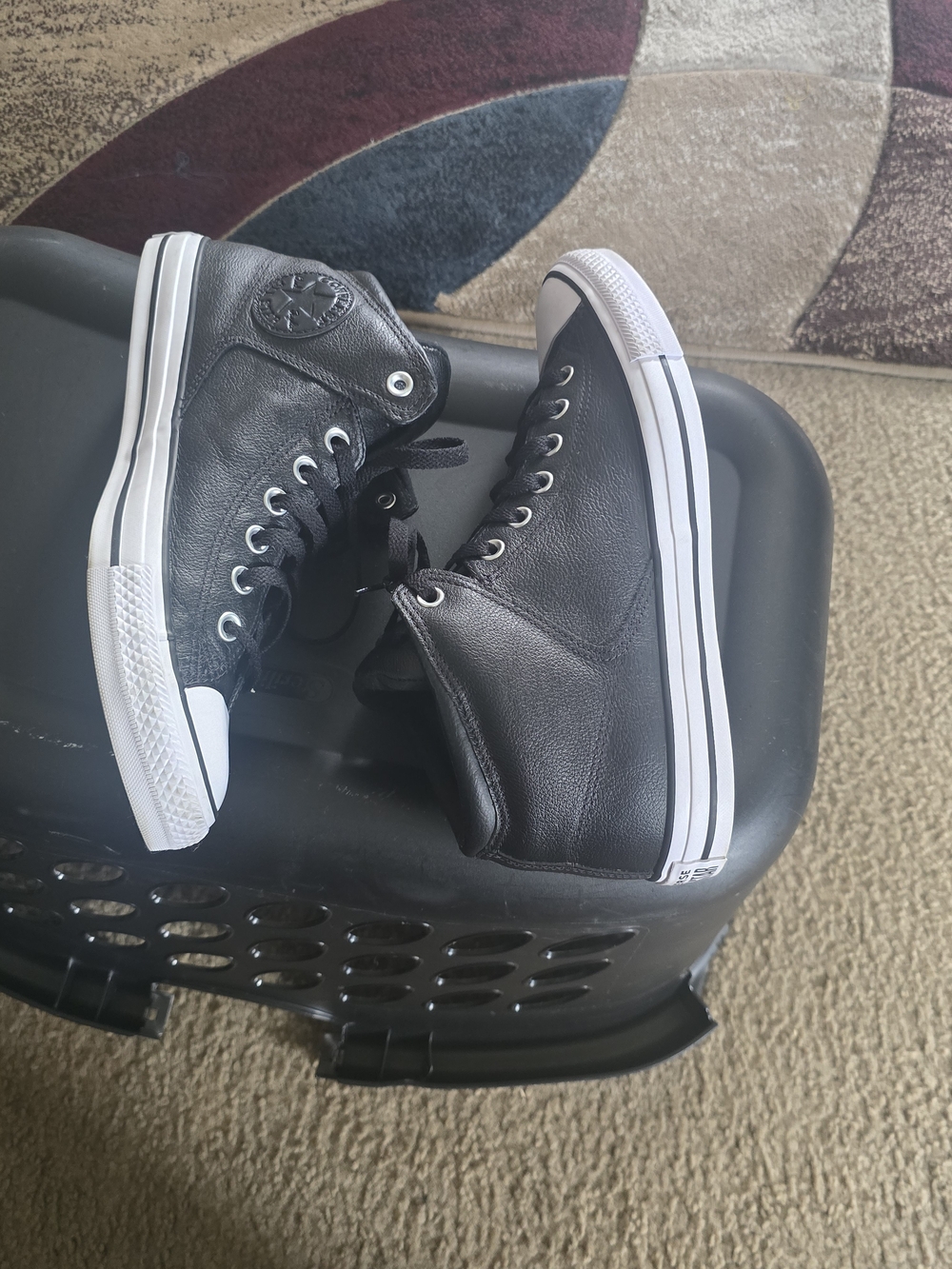 Converse High Street Black High-Top Leather Sneakers Mens Size 10/Wms Size 12 - Picture 6 of 10